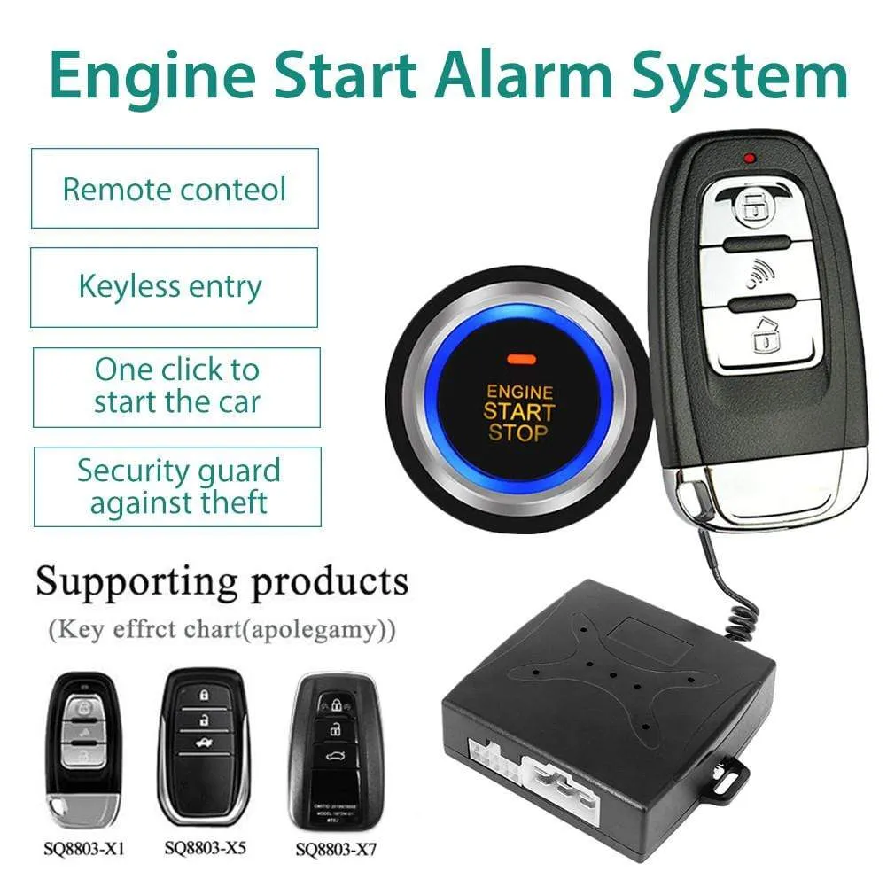 12V Anti-theft Keyless Start System Remote Alarm System Alarm Keyless Entry Starter Auto Car SUV Start Button Car Accessories