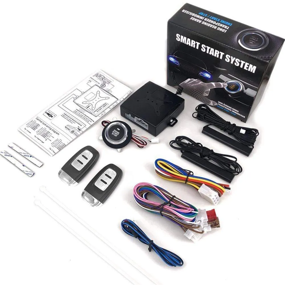 12V Anti-theft Keyless Start System Remote Alarm System Alarm Keyless Entry Starter Auto Car SUV Start Button Car Accessories