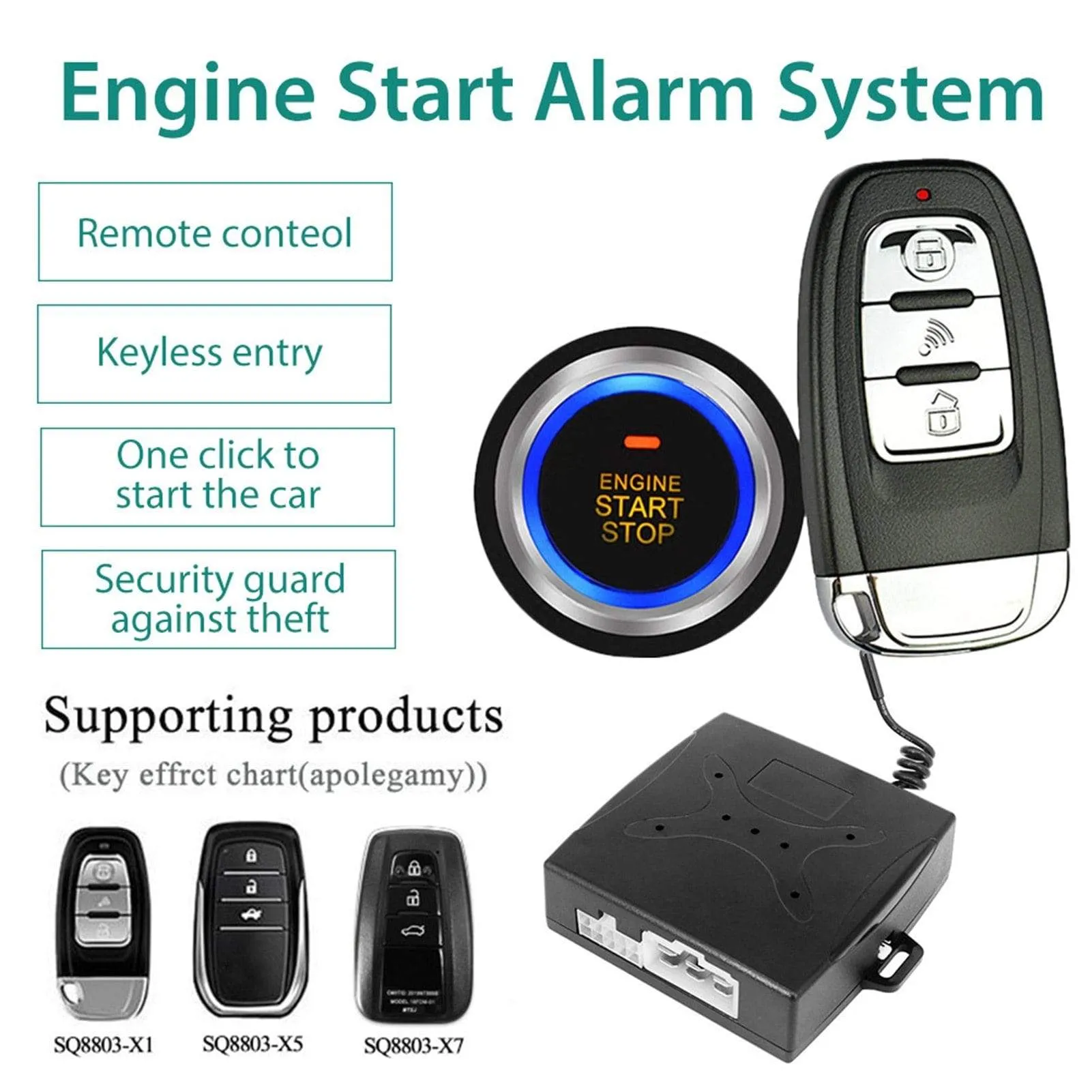 12V Anti-theft Keyless Start System Remote Alarm System Alarm Keyless Entry Starter Auto Car SUV Start Button Car Accessories