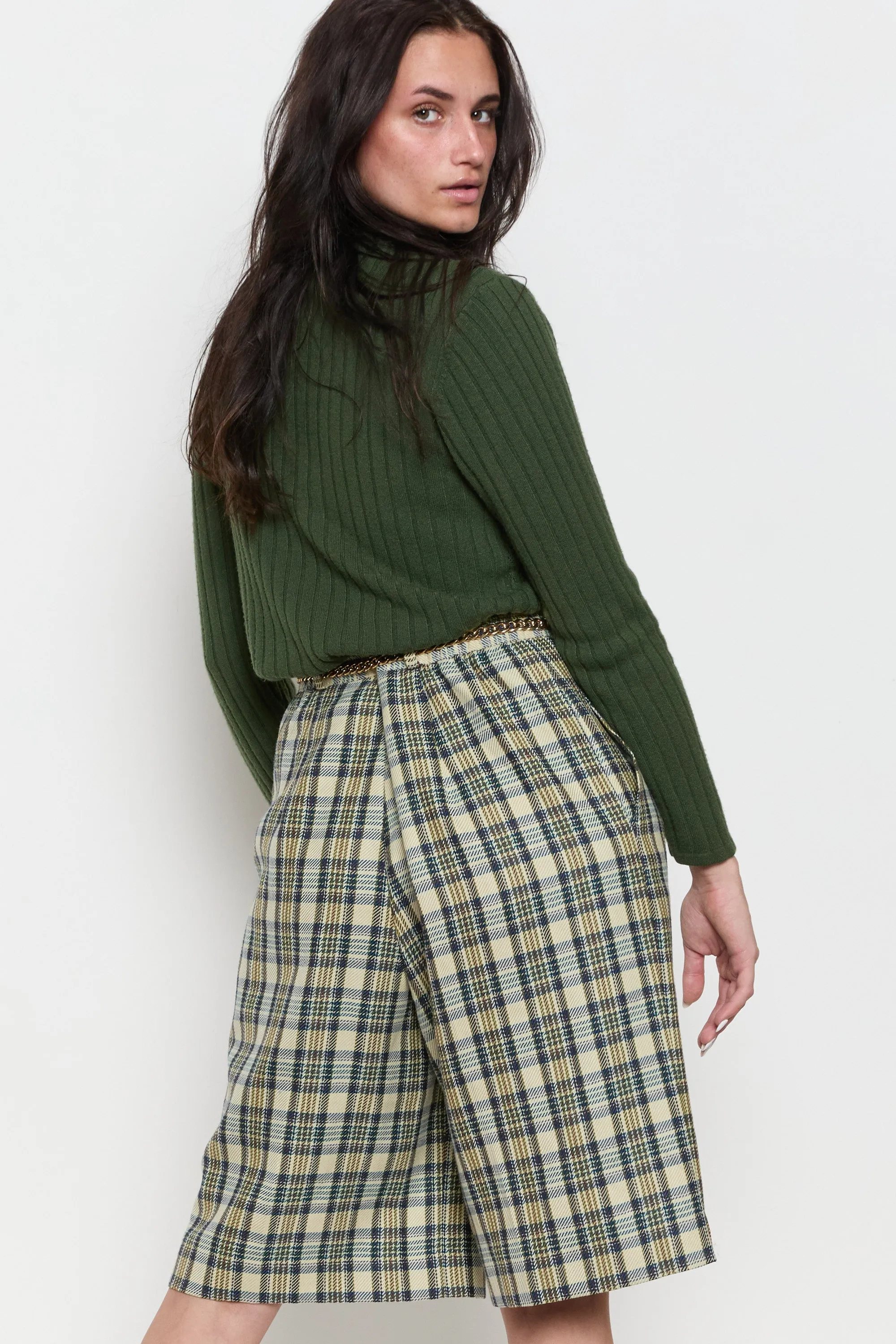 90s Army Green Mock Neck Sweater M