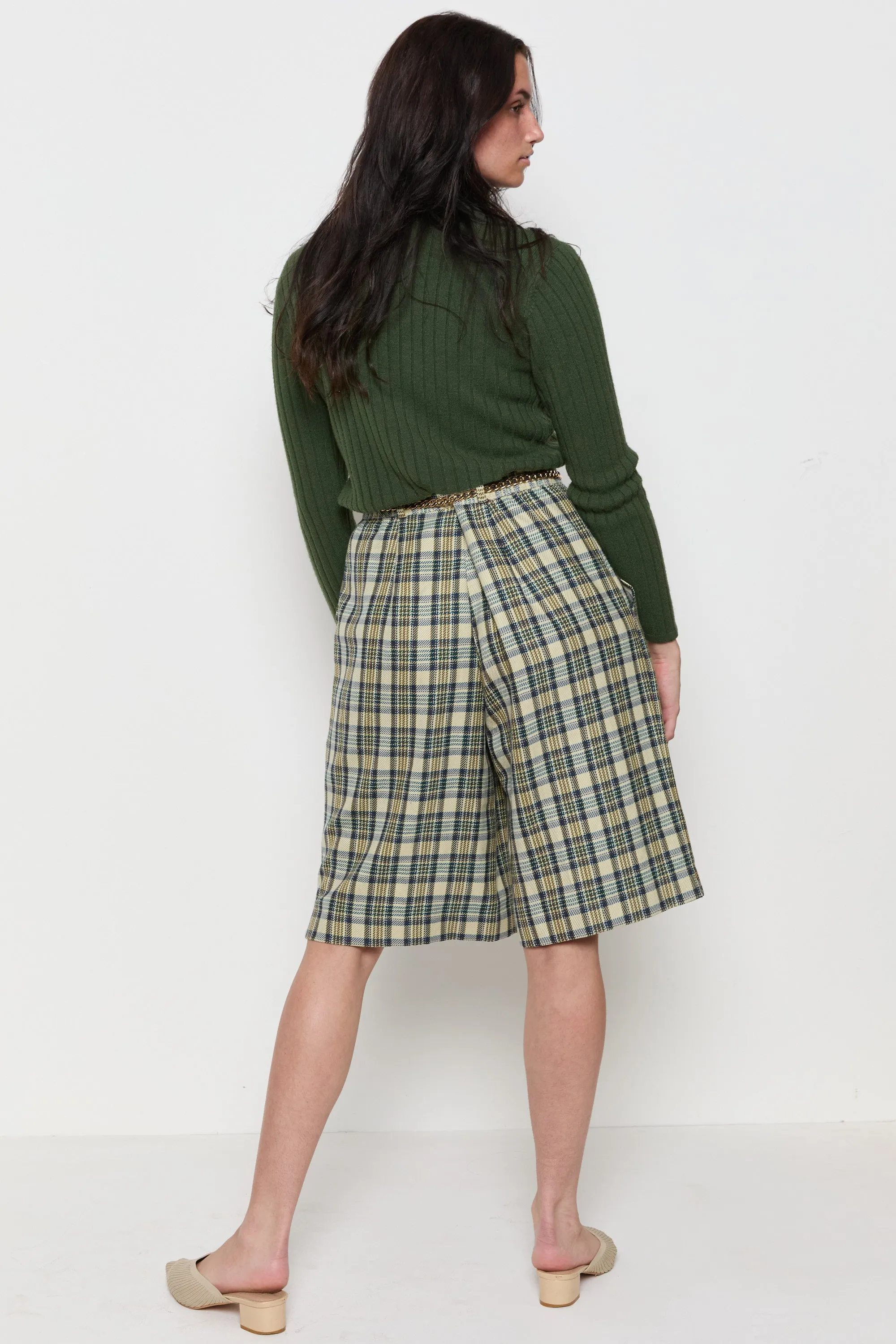 90s Army Green Mock Neck Sweater M