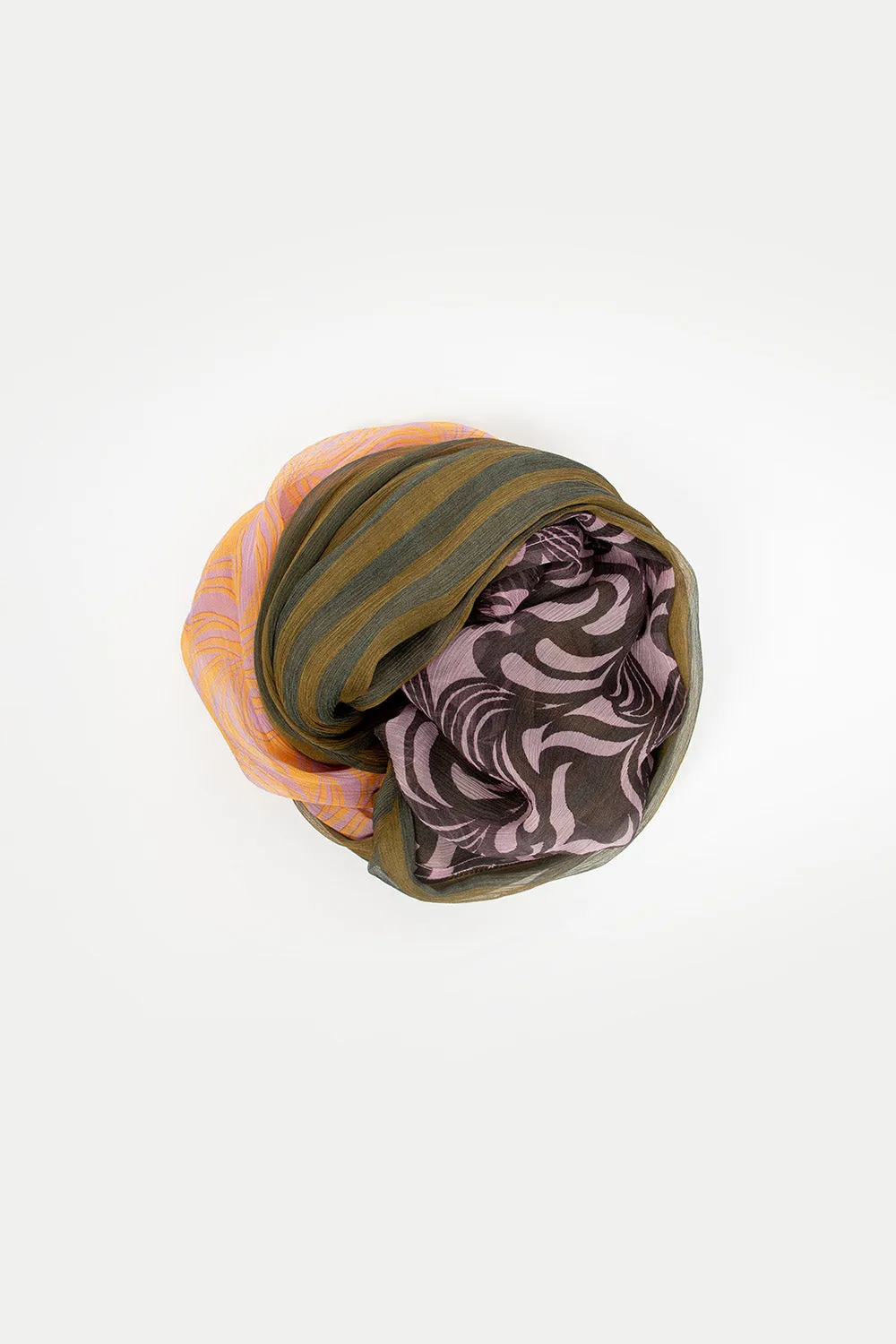 Contrast Patchwork Silk Scarf Multi