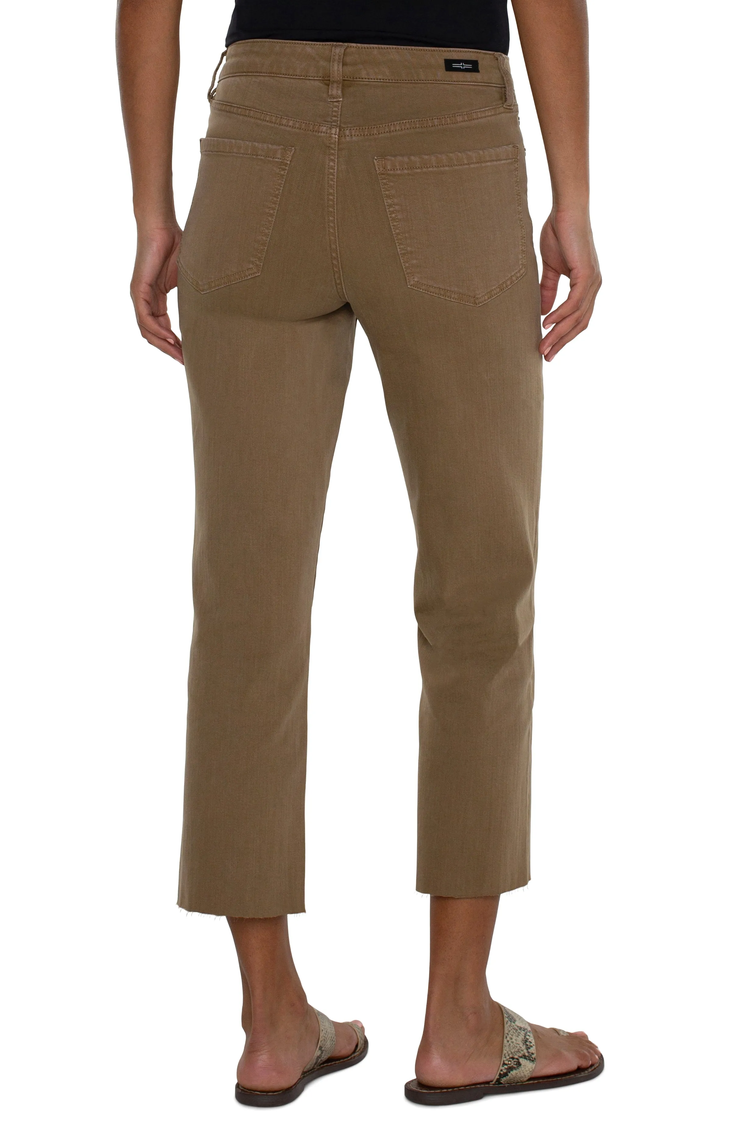 Kennedy Crop Straight Colored Denim Jeans w Unfinished Hem