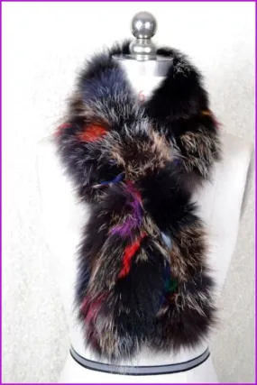 Knitted Natural Whole Fox Fur Scarf