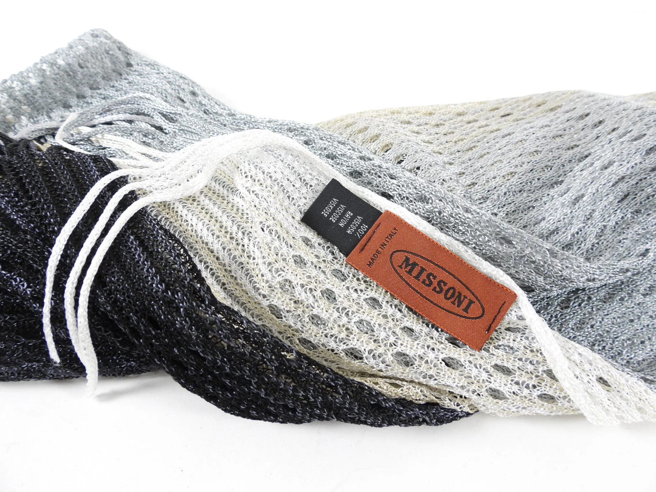 Missoni White Black Ombre Knit Long Scarf