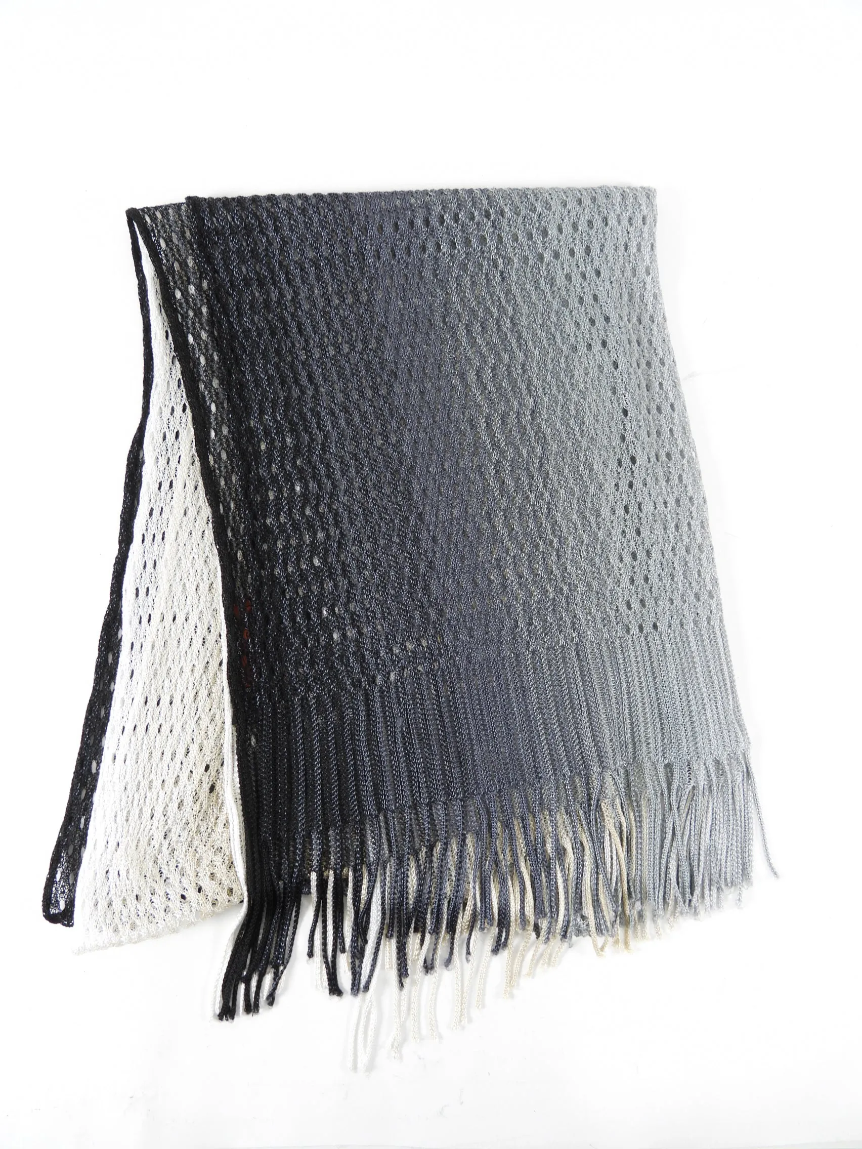 Missoni White Black Ombre Knit Long Scarf