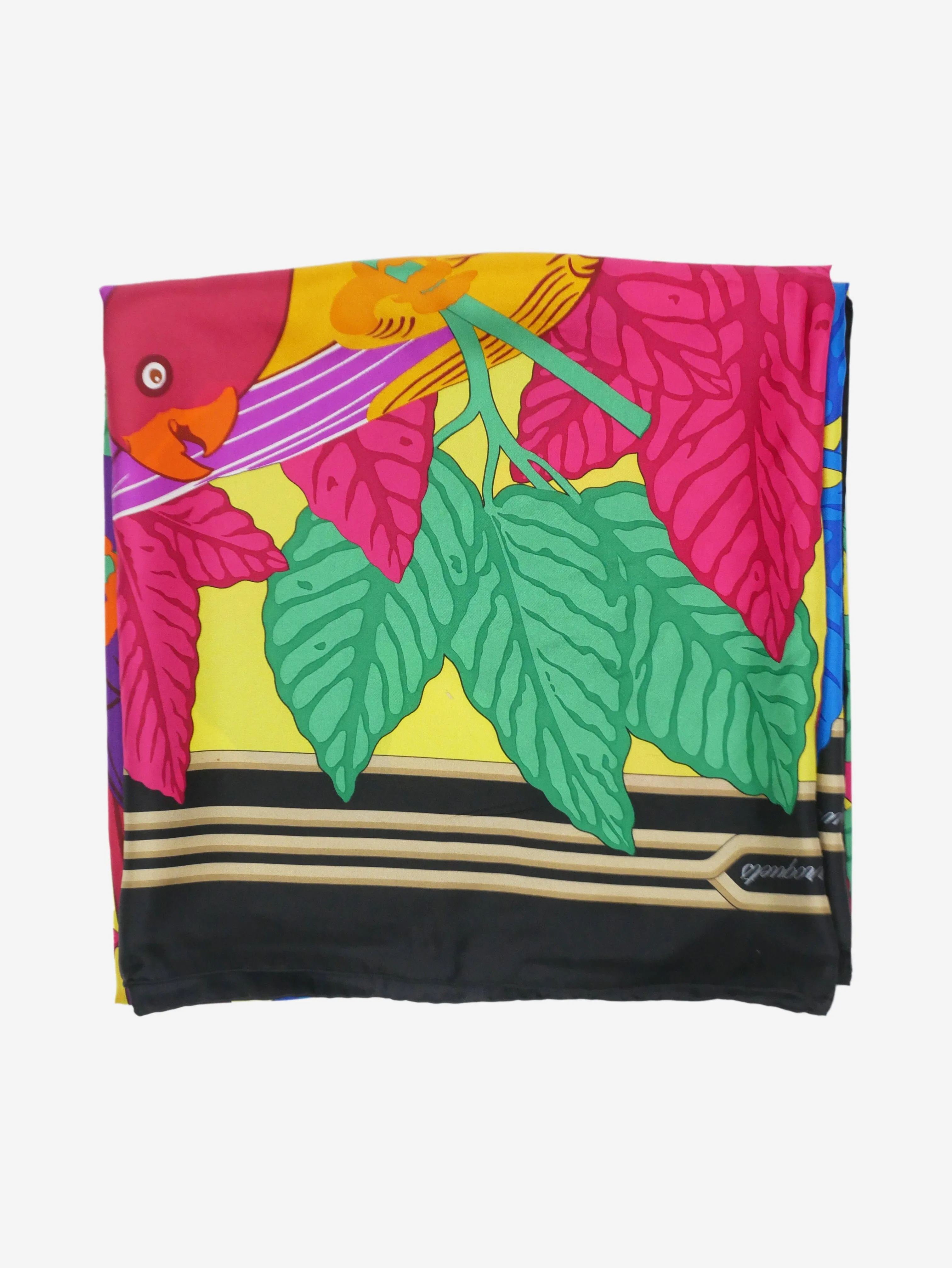 Multicoloured bird printed scarf