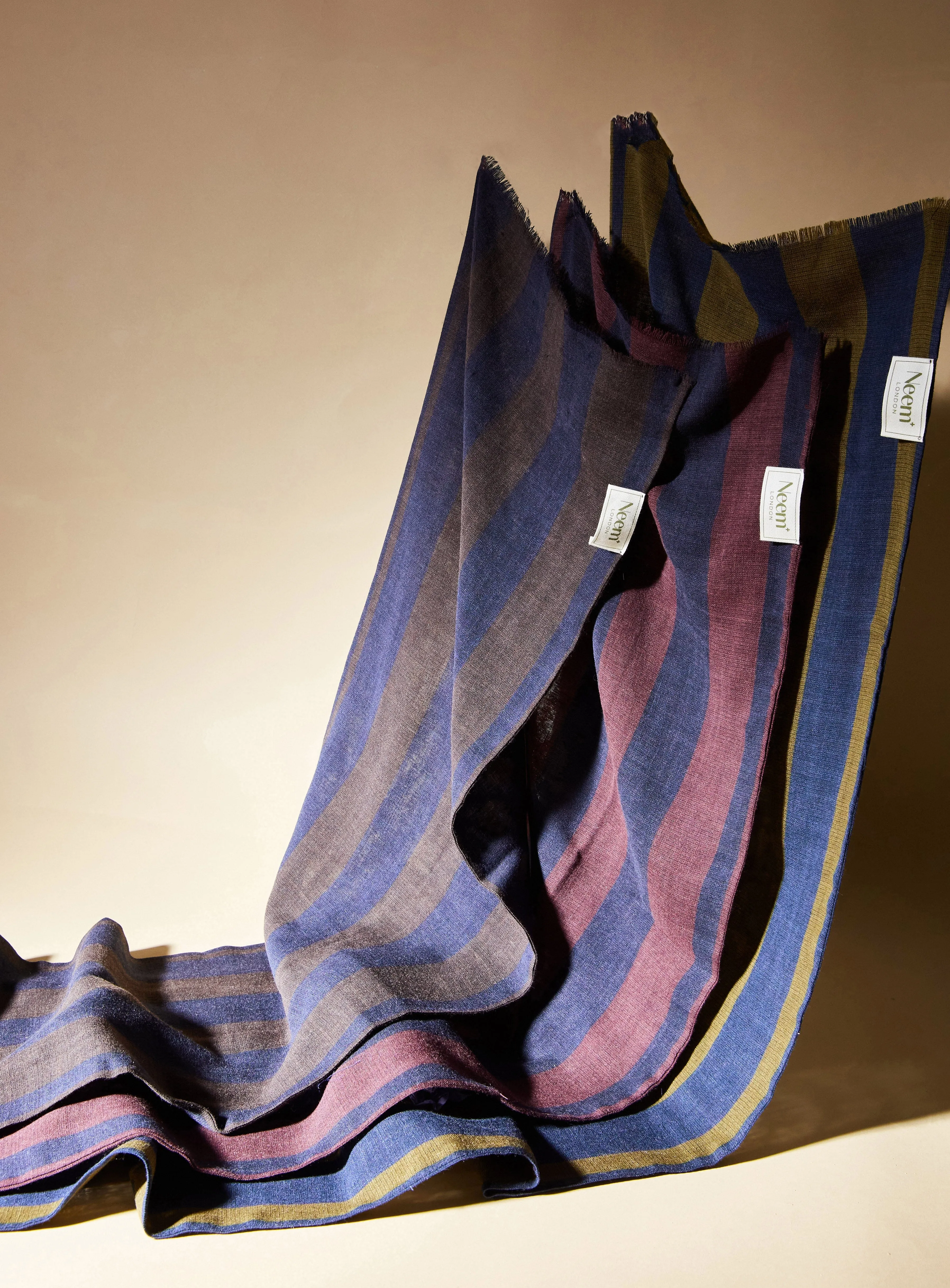 Recycled Double Faced Wool Olive Navy Spot Classic Scarf