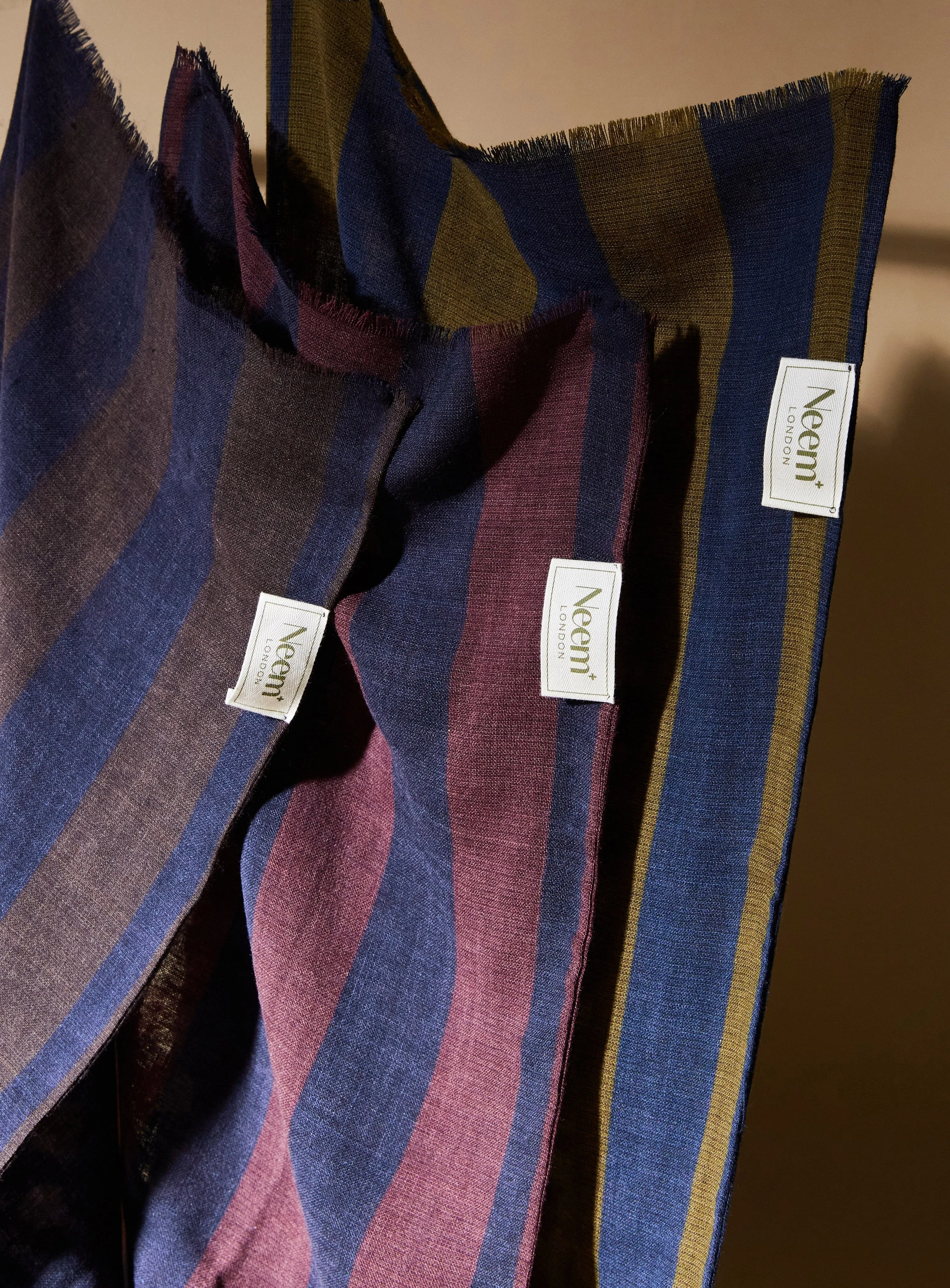 Recycled Double Faced Wool Olive Navy Spot Classic Scarf