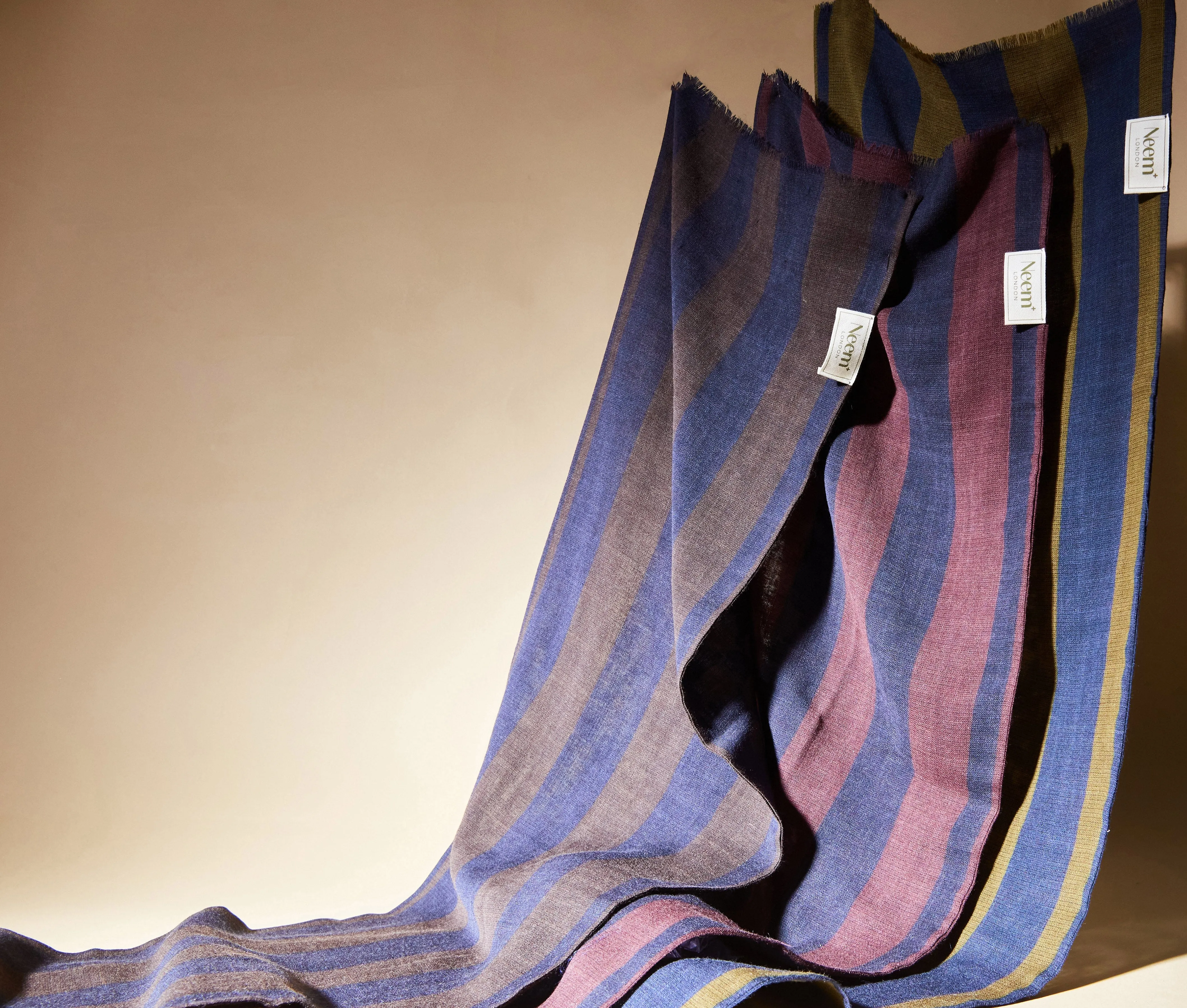 Recycled Double Faced Wool Olive Navy Spot Classic Scarf