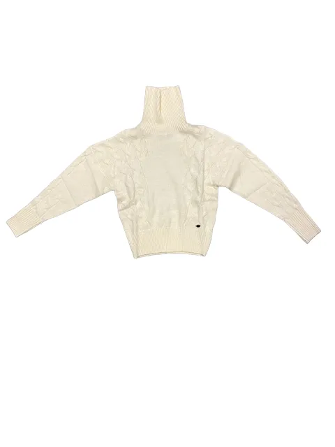 Smithy's Women's turtleneck sweater with cables SW22WMA310 milk