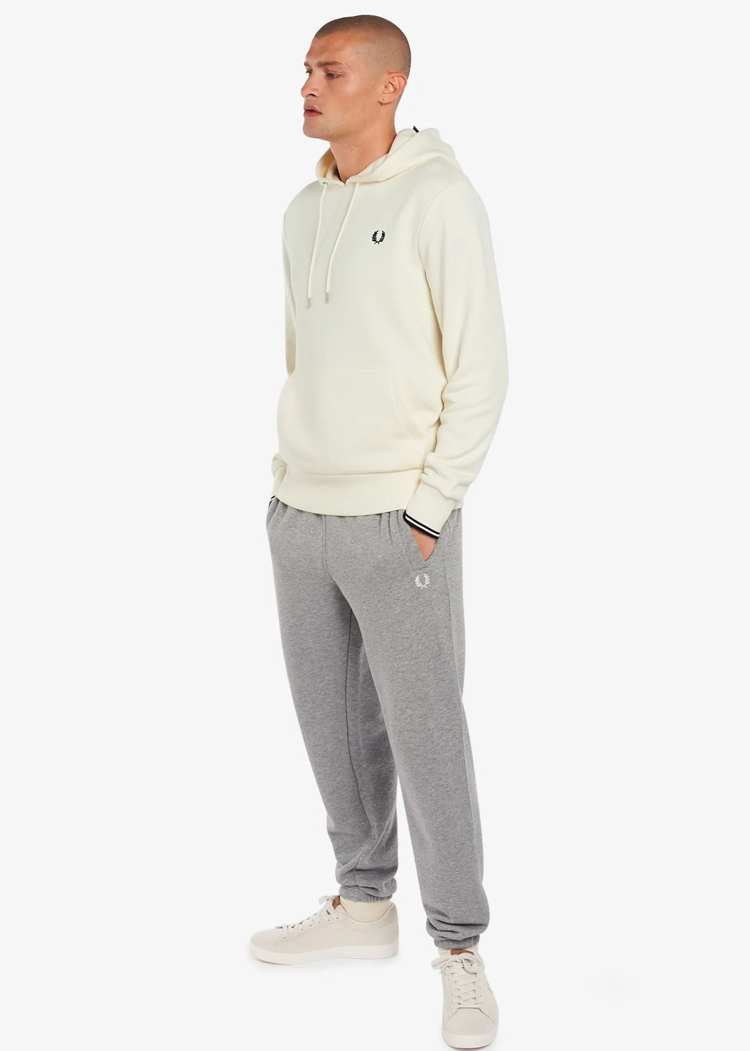 Tipped hooded sweatshirt - ecru