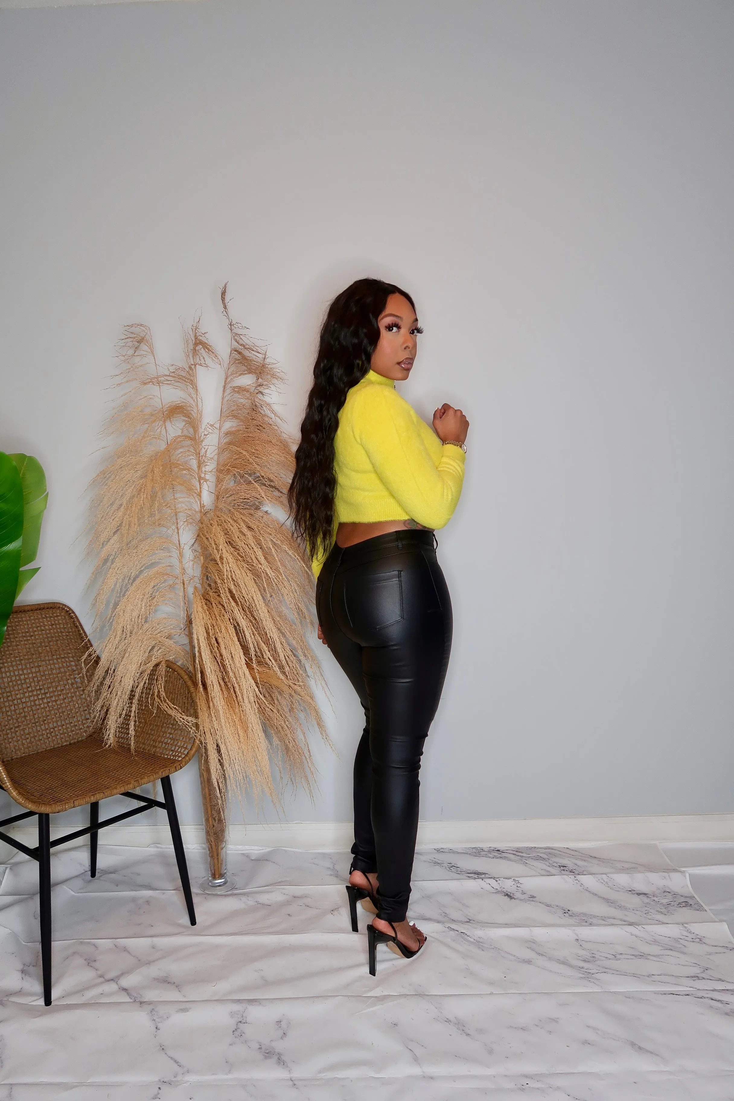 Tyra Lime Fuzzy Sweater