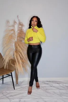 Tyra Lime Fuzzy Sweater